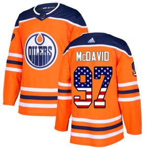 Lapsille NHL Edmonton Oilers Pelipaita Connor McDavid #97 Authentic Oranssi USA Flag Fashion